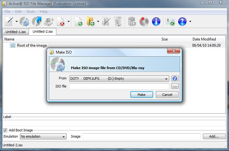 Active@ ISO Manager. Make ISO image file from CD/DVD/Blu-ray. Screenshot